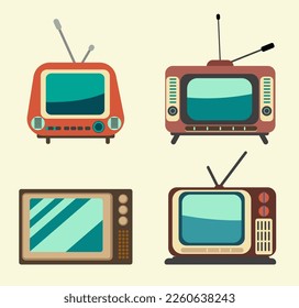 old classic retro tv illustration set