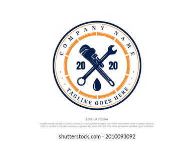 Old Classic Retro Vintage Pipe Plumber Plumbing Service Logo Design Vector