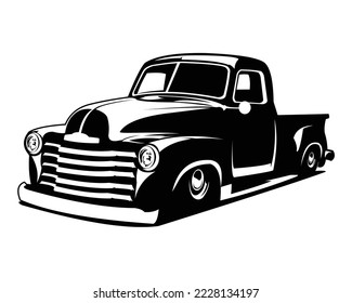 old classic truck logo isolated white background showing from front high quality truck design. vector illustration available in eps 10.