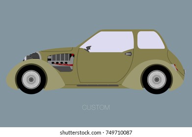 old classical sport car, side view of car, automobile, motor vehicle