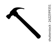 Old claw hammer silhouette. Vector illustration design isolated on white background. Ideal for vintage tool themes, carpentry, and repair icons