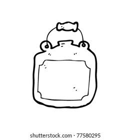 alte Tonflasche mit Handkarikatur