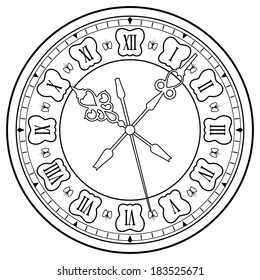 Old clock Black icon. Watch symbol