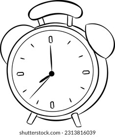 The old clock black and white vector line art