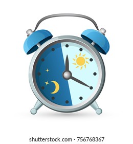 Old clock with day and night parts on vector illustration
