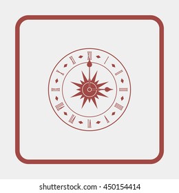 Old clock face with Roman numeral.