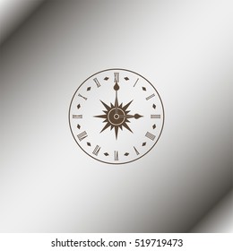 Old clock face with Roman numeral.