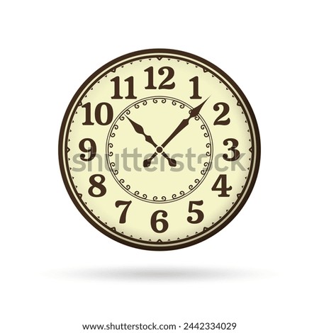 Old clock face. Vintage watch with retro numeral. Antique clock-face design. Vector illustration.