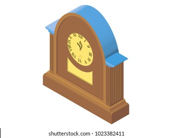 Old clock isometric style illustration