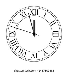 Old clock on white background. Vector illustration.