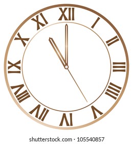 Old clock with roman numbers in editable vector format