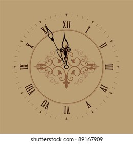 Old clock with roman numbers in editable vector format