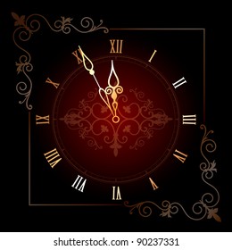 Old clock with roman numbers in editable vector format