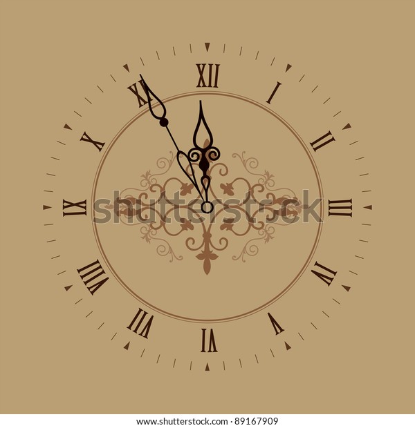 Old Clock Roman Numbers Editable Vector Stock Vector (Royalty Free ...