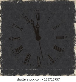 Old clock with roman numbers grunge background