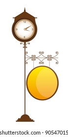 old clock street with space advertising vector illustration
