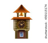 Old clock tower isolated on white photo-realistic vector illustration