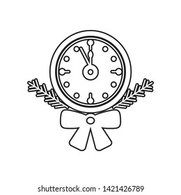 Old clock with tree branch icon. Element of winter for mobile concept and web apps icon. Outline, thin line icon for website design and development, app development