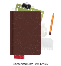 Old closed book on white background