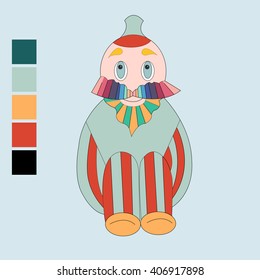 Old Clown on a blue background, vector illustration