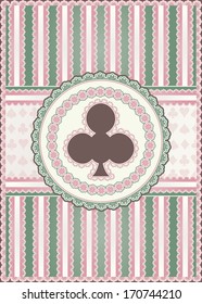 Old clubs poker card, vector illustration