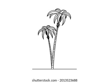 Old coconut tree sketch vector design