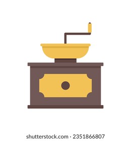 Old coffee grinder icon flat vector. Restaurant drink. Morning food isolated