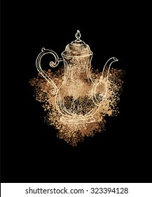 old coffee pot on a black background