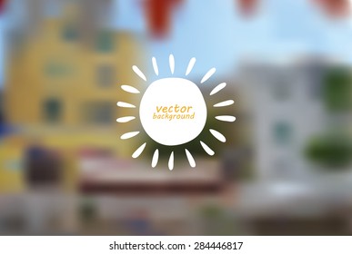 Old colorful town, blurred vector background. EPS 10