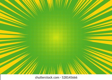 Old comic yellow green background with halftone gradient in pop art retro style.