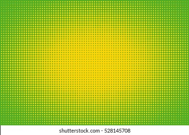 Old comic yellow green background with halftone gradient in pop art retro style.