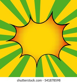 Old comic yellow green background with halftone gradient in pop art retro style.