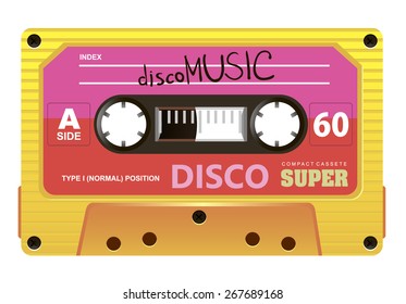 old compact audio cassette disco style