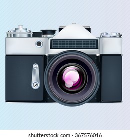 Old compact photo-camera. Isolated vector image