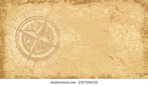 Old compass colorful vintage background for design of books and magazines about ancient travelers looking for treasure vector illustration