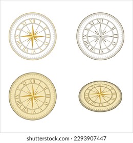 Old compass of geography science isolated on white background. flat style and vector line art.