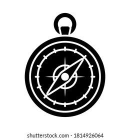 icono de brújula antigua sobre fondo blanco, estilo de silueta, ilustración vectorial