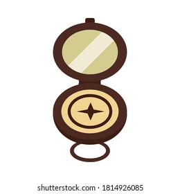 old compass icon over white background, flat style, vector illustration