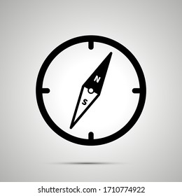 Alter Kompass, einfaches schwarzes Symbol mit Schatten
