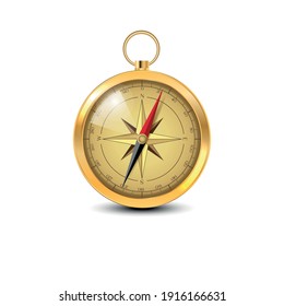 Old Compass With Windrose Illustration, Realistic.