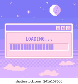 Alte Computer-Ästhetik. Reto pc element window. Trendy 1990er, 2000er Nostalgie. Lineare Vaporwave-Retro-Desktop-Fenster PC-Tapete. Cute kawaii Illustration.