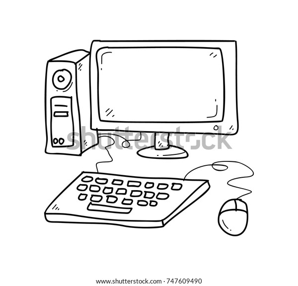 Old Computer Doodle Stock Vector (Royalty Free) 747609490 | Shutterstock