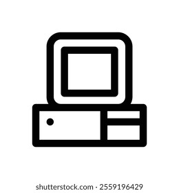 Old computer. Editable stroke vector icon.