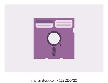 Old computer floppy disk. Simple flat illustration