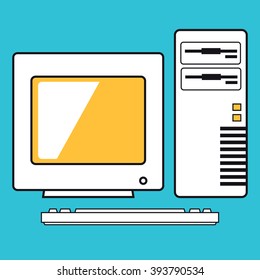 Old Computer Icon Design. Vector Illustration