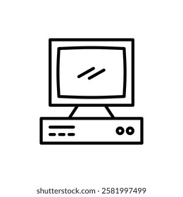 Old Computer icon Flat vector set outline