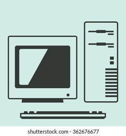 Old Computer Icon. Vector Illustration