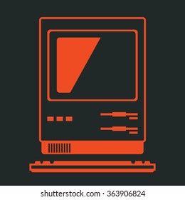 Old Computer Icon. Vector Illustration