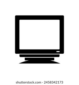 Old computer large monitor. Icon vector illustration.