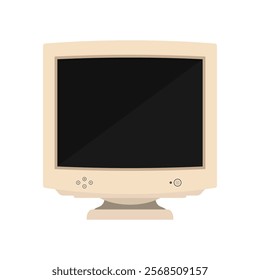 Old computer monitor flat vector design isolated on a white background